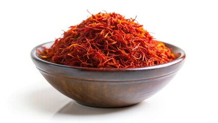 Fototapeta premium Saffron Spice Bowl - High-Resolution Photo, Isolated White Background, Culinary Photography, Food Photography, Premium Quality