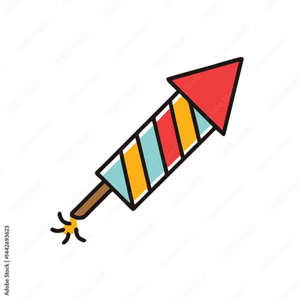 Aufkleber firework rocket new year fireworks on white background for web and graphic design