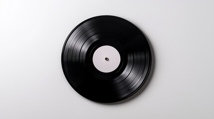 Vinyl record placed on a light surface in a minimalist setup