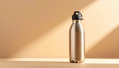 Refreshing drink experience stainless steel water bottle minimalist studio product photography natural light modern aesthetic
