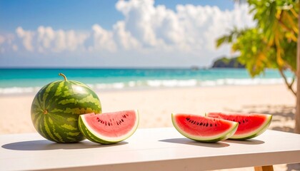 西瓜のあるビーチ