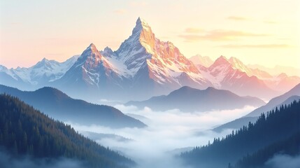 Sunrise Serenity in Snowy Peaks