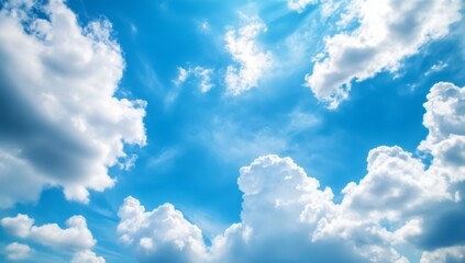 Obraz premium Vast blue sky with fluffy clouds