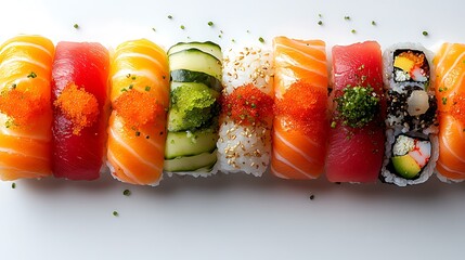 Assorted Sushi Rolls on a White Plate