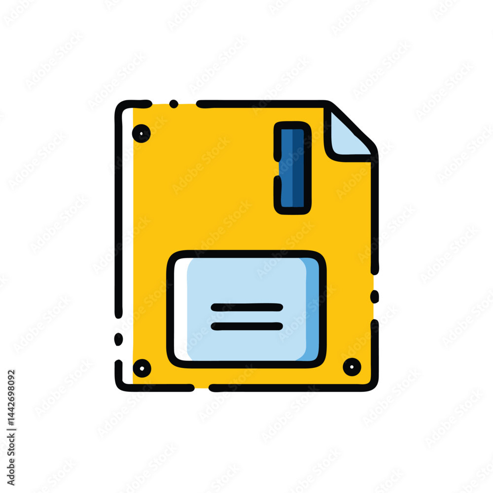 Aufkleber floppy disk save icon older systems on white background for web and graphic design
