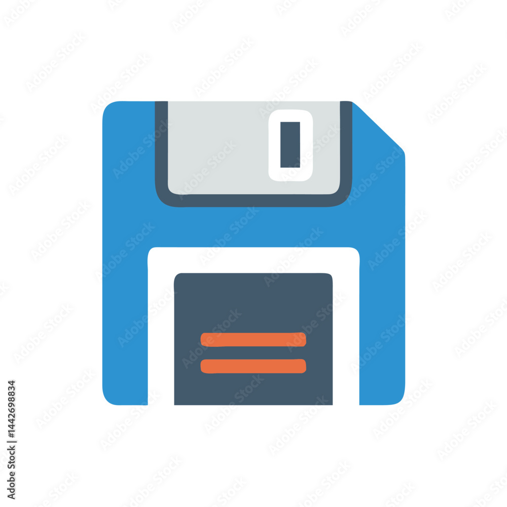 Aufkleber floppy disk save icon older systems on white background for web and graphic design