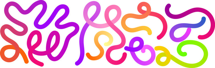 Obraz premium Rainbow flowing geometric shapes on a white background.