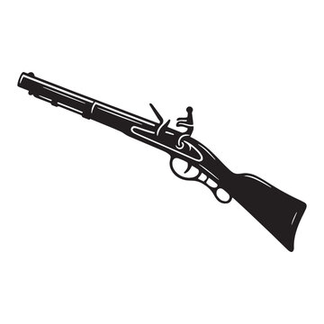 Classic Arquebus silhouette, an ancient firearm of power &ndash; Arquebus illustration &ndash; Minimalist Arquebus vector &ndash; Weapon silhouette

