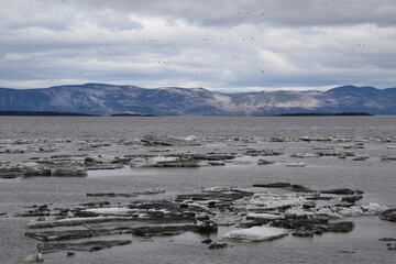 The St. Lawrence River in spring, L'Islet, Québec, Canada