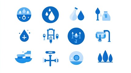 Water Icons Set, Cleanliness, Home