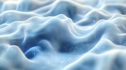 Undulating Surface with Wireframe Mesh, Blue Gradient, Modern Texture Design, Abstract Background for Technology, Science
