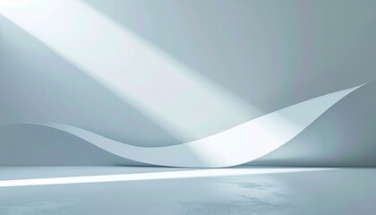 Dynamic light play on abstract white sculpture minimalist studio space digital artwork contemporary design artistic perspective