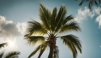 Obraz premium Palm Tree Under the Bright Sunny Sky