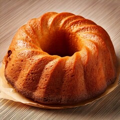 Freshly baked bundt cake with powdered sugar, creating a tempting treat