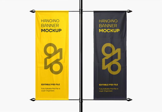 Vertical Hanging Banner Mockup