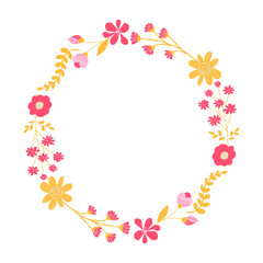 Hand drawn card with decorative floral frame, vector illustration for greeting card, invitation template. Retro, vintage lettering banner, poster, background.