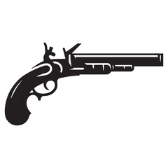 Unique Blunderbuss silhouette, an early masterpiece of firearms – Blunderbuss illustration – Minimalist Blunderbuss vector – Weapon silhouette

