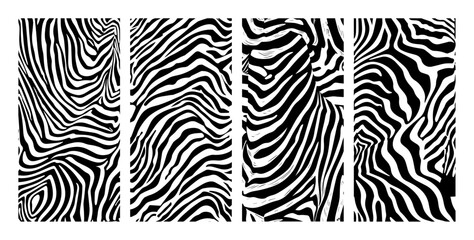 zebra stripe pattern set black abstract silhouette vector animal skin texture © Mago