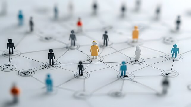 An abstract visual representation of a collaborative network of people symbolizing the power of goals and collective effort to achieve success and progress