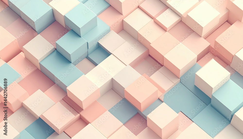 Poster dynamic geometric shapes abstract design 3d artwork soft color palette artistic composition visual c