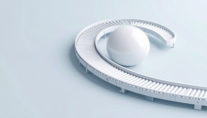 Innovative conveyor system modern factory digital render minimalist design aerial view efficiency concept