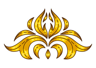 Floral element in baroque style. Decorative curling plant.