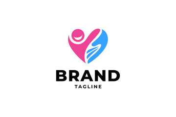 love hand care logo in flat design style