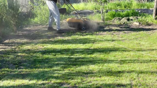 Lawn aeration or scarification, spring gardening work