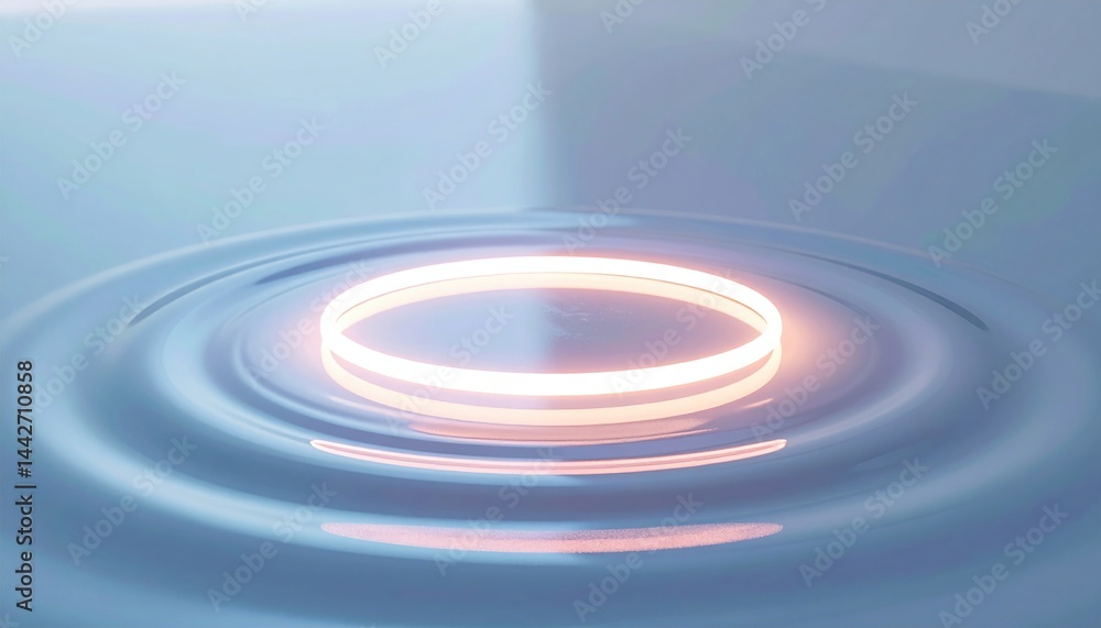 Poster creating ripples of light a circular motion event in tranquil water digital artwork serene atmospher