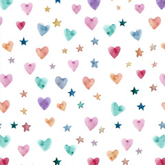 A colorful pattern of hearts and stars