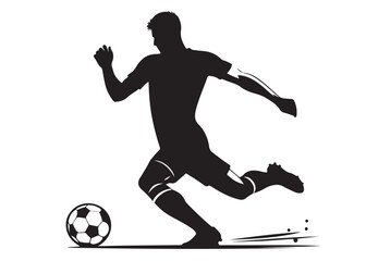 footballer player logo silhouette vector, footballer player logo icon silhouette, black vector of soccer player silhouette, football player shoot silhouette logo on isolated white background. © Adobe design