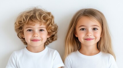 Smiling children, front view