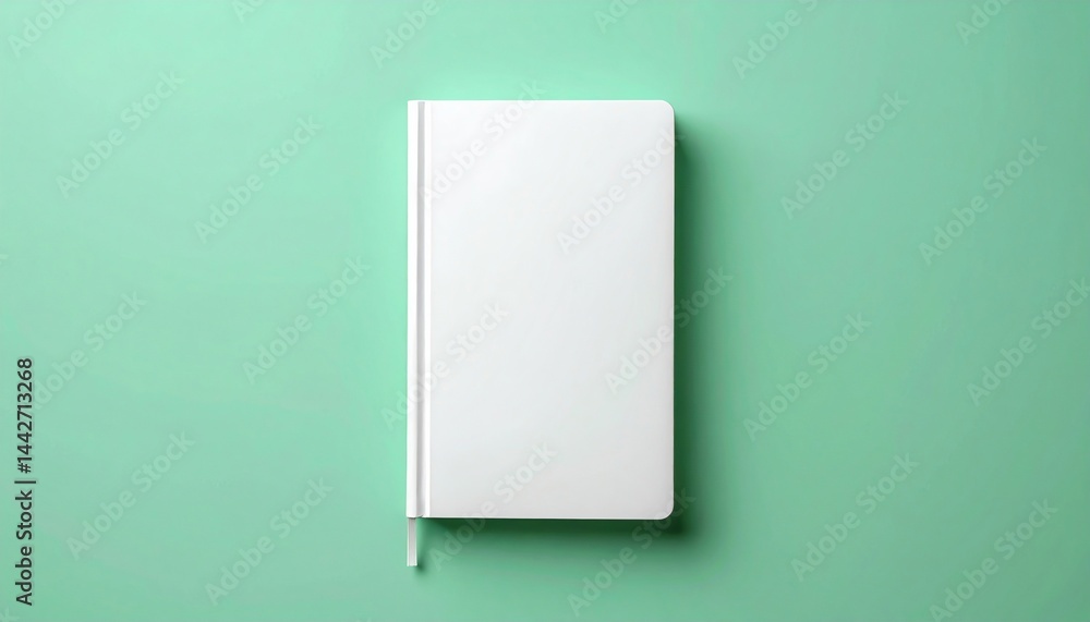 Poster Creative note-taking action minimalist workspace image of blank notebook calm environment overhead view productivity concept