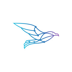 Modern Digital Bird Logo with Abstract Network and Blue Purple Gradient