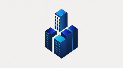 Naklejka premium Isometric city buildings logo