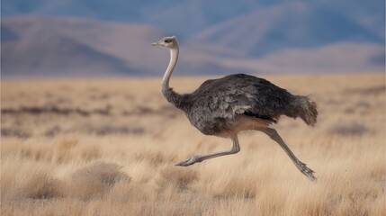 Ostrich on the Run: A Fast-Paced Wildlife Moment