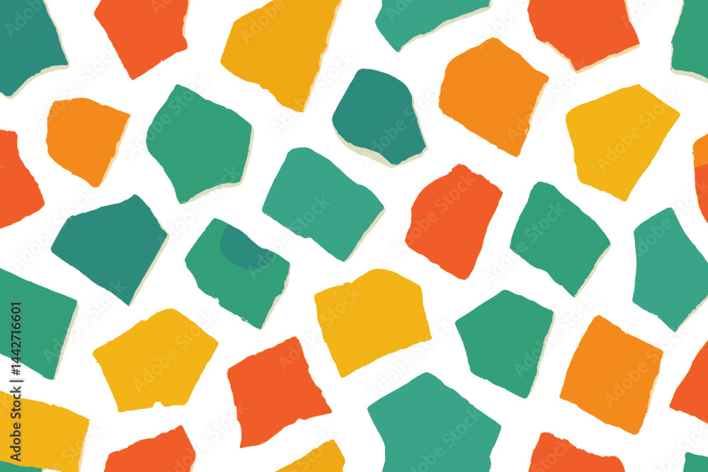 Aufkleber colorful polygonal shapes creating a vibrant, abstract pattern on a white background for modern desi