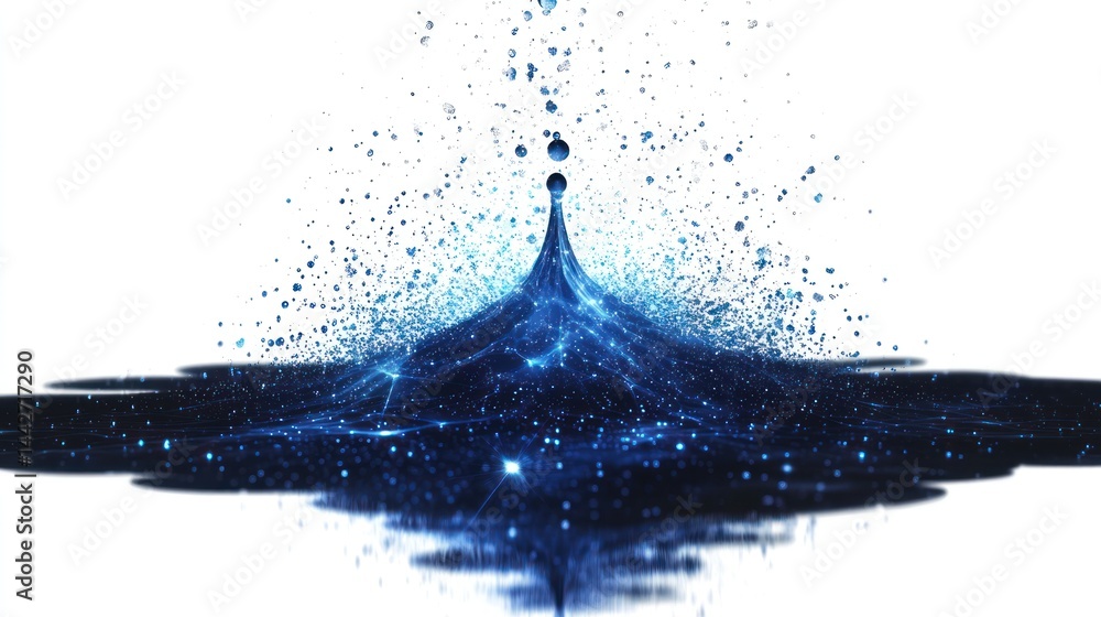Poster mesmerizing blue water splash against a white background creating abstract pattern