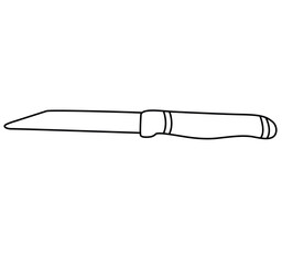 Cute cartoon hand drawn vector kitchen knife coloring page.