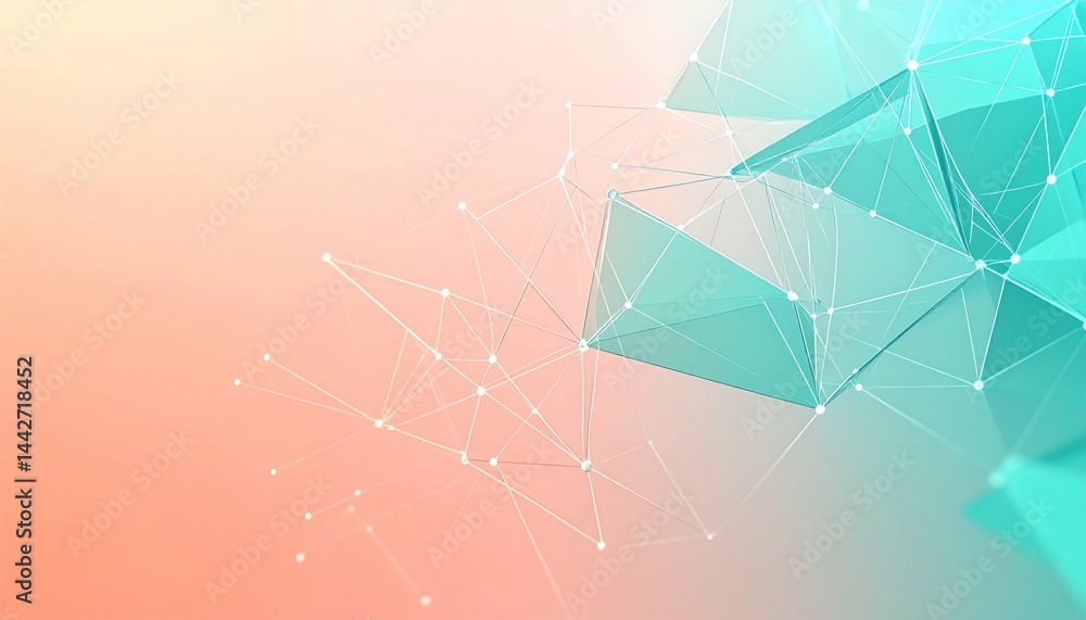 Poster dynamic geometric shapes and connections abstract digital art modern technology minimalist environme