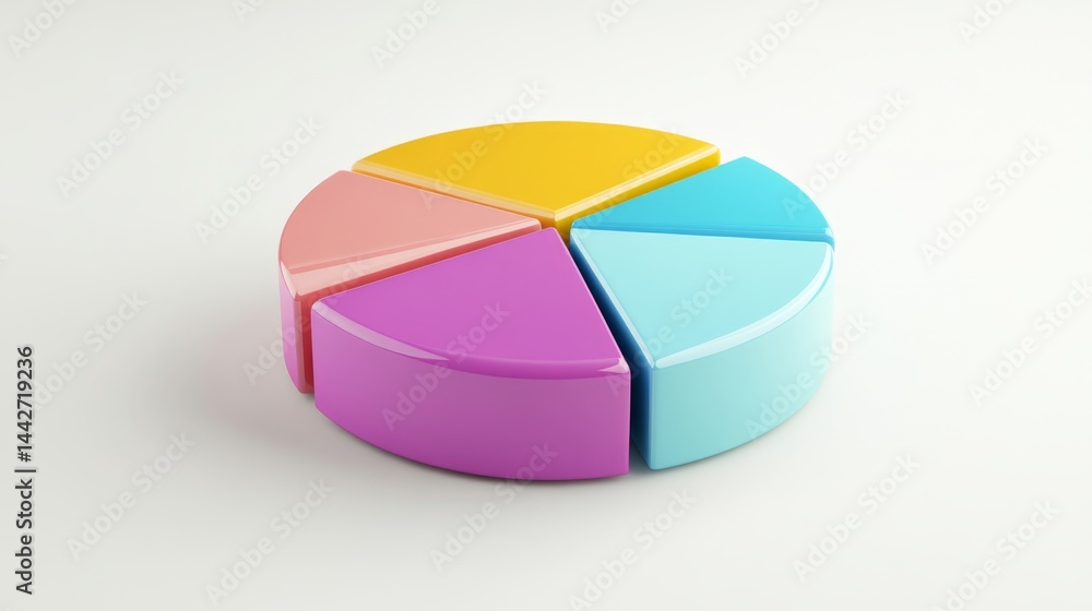 Poster clean d pie chart with crisp, defined edges and a light neutral background