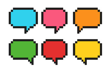 Colorful pixel speech bubbles representing vibrant conversations and communication