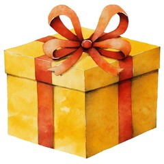 Gift Box Watercolor Art White Background Flat Design Creative Display Artistic Presentation Visual Inspiration