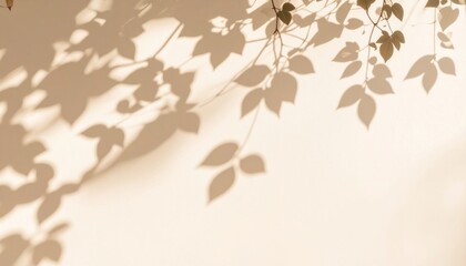 Nature shadows casting beautiful leaf patterns on soft beige wall indoor photography tranquil environment close-up perspective