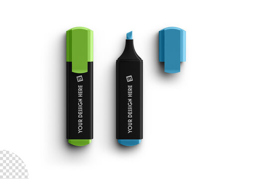 Highlighter Marker Pen Mockup Isolated