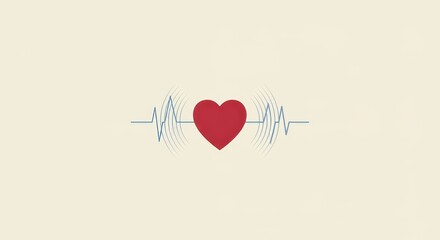 Minimal heart and ECG symbol in modern style