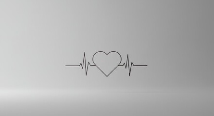 Simple medical heart icon with pulse line