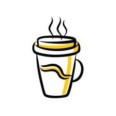 hot coffee cup on white background for web and graphic design