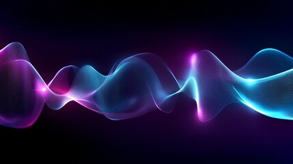 Obraz premium Vibrant waves on a deep purple background with glowing accents for creative ideas