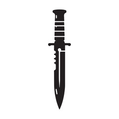 Combat-Ready Bayonet silhouette, fierce and tactical – Bayonet illustration – Minimalist Bayonet vector – Weapon silhouette

